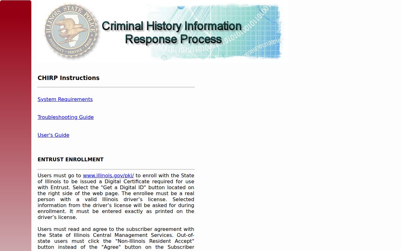 Schuyler County criminal history access through Illinois CHIRP