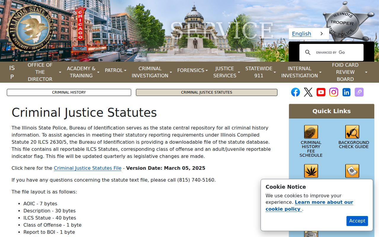 Illinois State Police criminal justice statutes resource