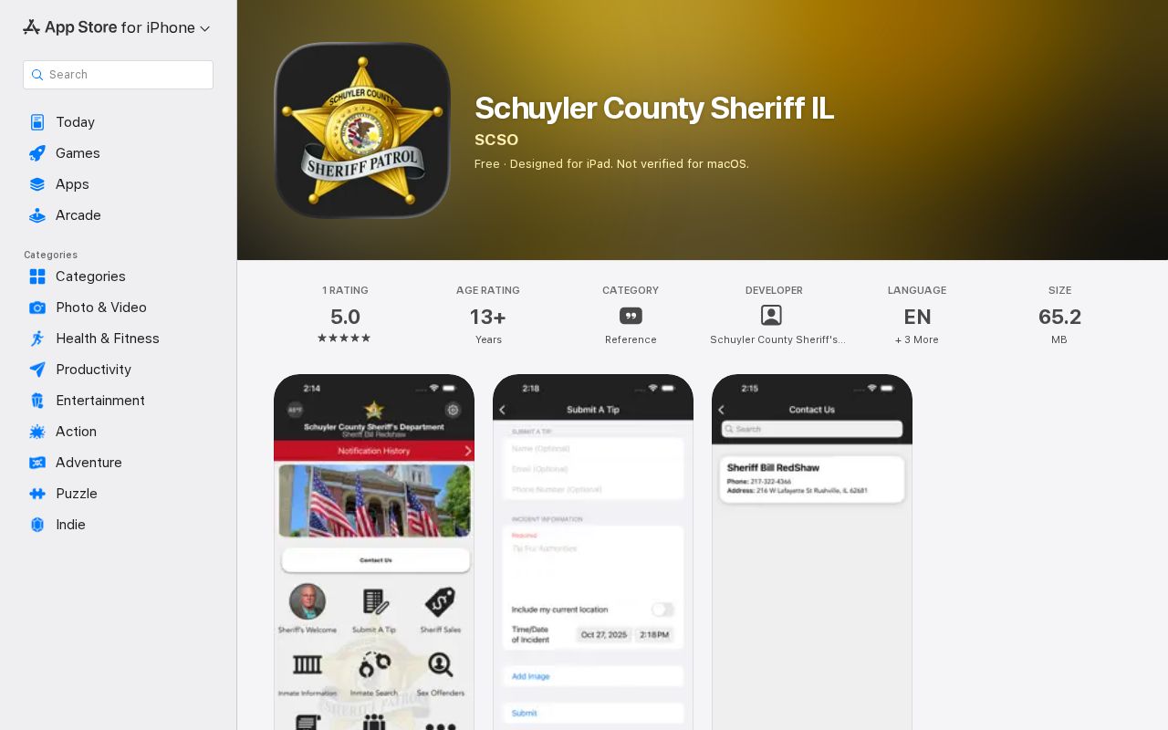 Schuyler County Sheriff app for Browning arrest and criminal records